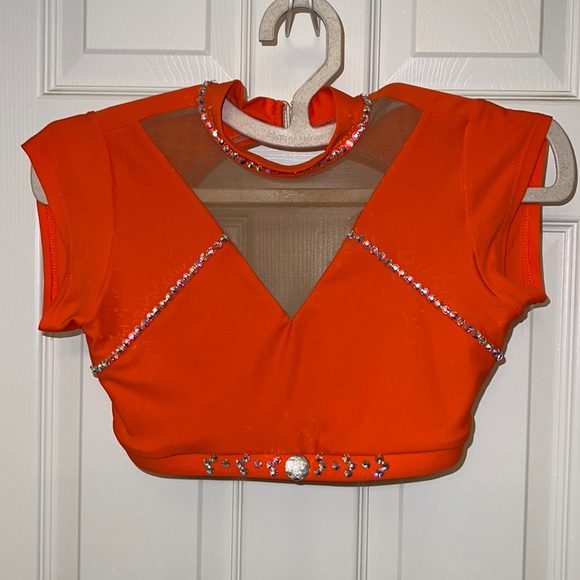 Orange two piece dance costume for teen or adult